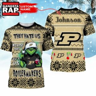 NCAA Purdue Boilermakers They Hate US Special Grinch Snow Christmas T Shirt