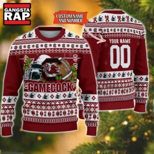 NCAA South Carolina Gamecocks Football Team Custom Name Number New Ugly Christmas Sweater