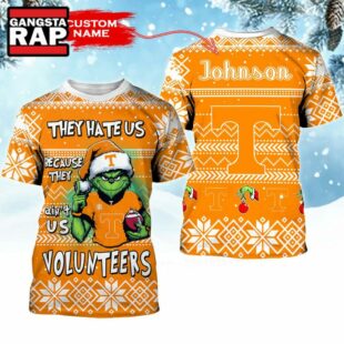 NCAA Tennessee Volunteers They Hate US Special Grinch Snow Christmas T Shirt