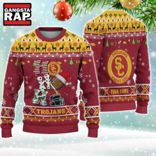 NCAA USC Trojans Football Team HO HO HO Santa Claus Ugly Christmas Sweater