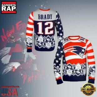 New England Patriots NFL Funny Brady 12 Ugly Christmas Sweater