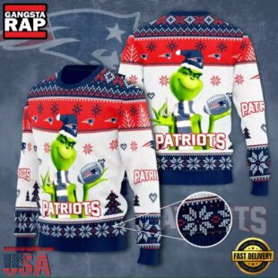 New England Patriots NFL Grinch Knitted Ugly Christmas Sweater