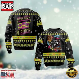 New Kids On The Block Black Yellow Pattern Christmas Sweater