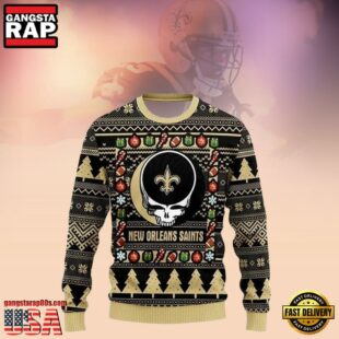 New Orleans Saints Grateful Dead NFL Christmas Ugly Sweaters