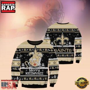 New Orleans Saints NFL Merrykissmyass Funny Santa Claus Ugly Christmas Sweaters