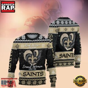 New Orleans Saints NFL Real Women Love Football Smart Women Love Saints Ugly Christmas Sweater