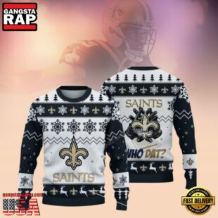 New Orleans Saints Who Dat NFL Christmas Ugly Sweaters