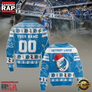 Personalized Detroit Lions NFL Grateful Dead Ugly Christmas Sweater