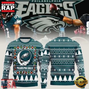 Philadelphia Eagles Grateful Dead Blue Color Ugly Christmas Sweater