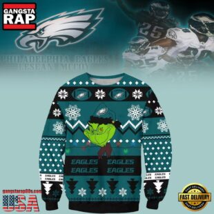 Philadelphia Eagles NFL Grinch Cunningly Smile Christmas Ugly Sweater