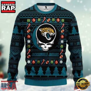 Rateful Dead Band Style Jacksonville Jaguars Ugly Christmas Sweater