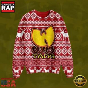 Wu Tang Clan Logo Signature Red White Ugly Christmas Sweater