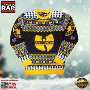 Wu Tang Clan Logo Snowflakes Yellow Black Ugly Christmas Sweater