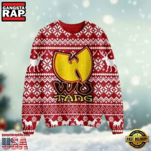 Wu Tang Logo Signature Red White Ugly Christmas Sweater For Women