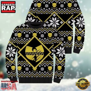 Wu-Tang Clan Wakanda Black Panther Black Gold Marvel Christmas Ugly Sweater