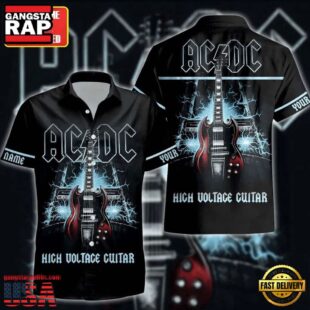 ACDC Rock Band High Voltage Guitar Lightning Hawaiian Shirt