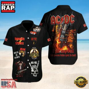 ACDC Rock Band I Got My Bell I'm Gonna Take You To Hell Hawaiian Shirt