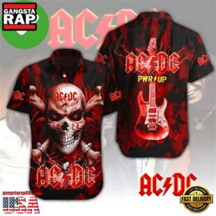 ACDC Rock Band Merch Art Flowers Pattern Hawaiian Shirt