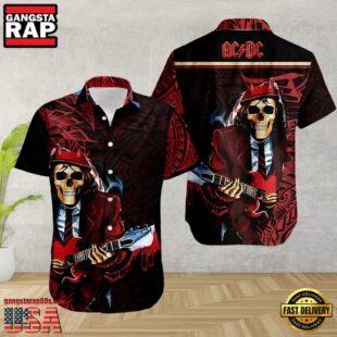 ACDC Rock Band Power Up Skull Hawaiian Shirt