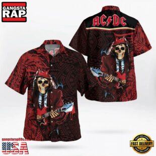 ACDC Rock Band Skeleton Rocker Hawaiian Shirt