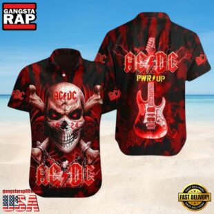 ACDC Rock Band Skull Power Up Hawaiian Shirt