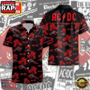 ACDC Rock Band Tropical Night Palms Hawaiian Shirt