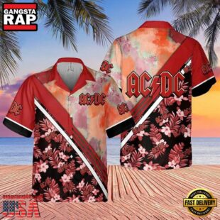 ACDC Rock Band Vibrant Sunset Floral Hawaiian Shirt