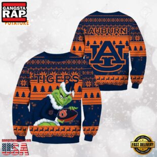 Auburn Tigers Grinch Custom Name NCAA Ugly Christmas Sweater