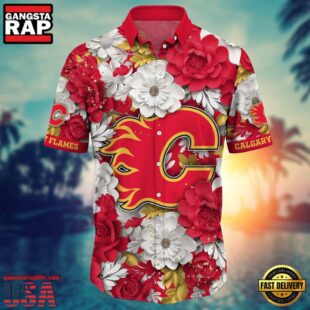 Calgary Flames NHL Red White Hawaiian Shirt