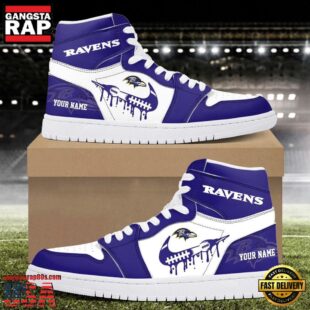 Custom Name Baltimore Ravens Air Jordan 1 Shoes