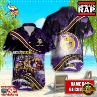 Custom Name Minnesota Vikings NFL Mascot Hawaiian Shirt