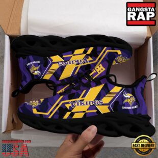 Custom Name Minnesota Vikings NFL Sport Team Clunky Max Soul Shoes