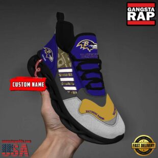 Custom Name NFL Baltimore Ravens Clunky Sport Max Soul Shoes