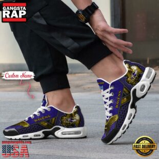 Custom Name NFL Baltimore Ravens Skull Air Max Plus Shoes