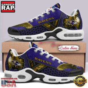 Custom Name NFL Baltimore Ravens Skull Air Max Plus Shoes