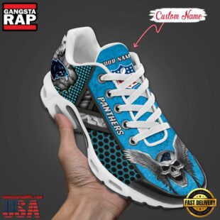 Custom Name NFL Carolina Panthers Skull Air Max Plus Shoes