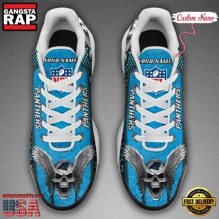 Custom Name NFL Carolina Panthers Skull Air Max Plus Shoes