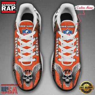 Custom Name NFL Cincinnati Bengals Skull Air Max Plus Shoes