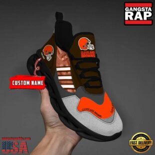 Custom Name NFL Cleveland Browns Clunky Sport Max Soul Shoes