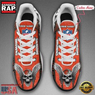 Custom Name NFL Cleveland Browns Skull Air Max Plus Shoes