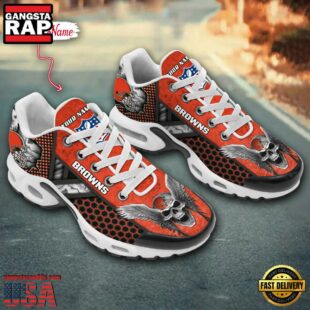 Custom Name NFL Cleveland Browns Skull Air Max Plus Shoes