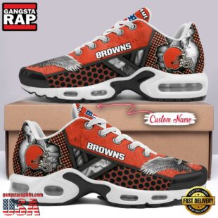 Custom Name NFL Cleveland Browns Skull Air Max Plus Shoes