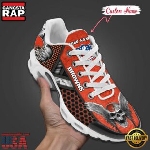 Custom Name NFL Cleveland Browns Skull Air Max Plus Shoes