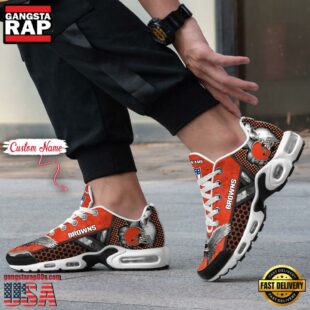 Custom Name NFL Cleveland Browns Skull Air Max Plus Shoes