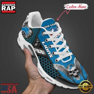 Custom Name NFL Detroit Lions Skull Air Max Plus Shoes