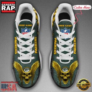 Custom Name NFL Green Bay Packers Skull Air Max Plus Shoes