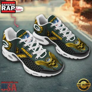 Custom Name NFL Green Bay Packers Skull Air Max Plus Shoes