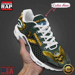 Custom Name NFL Green Bay Packers Skull Air Max Plus Shoes