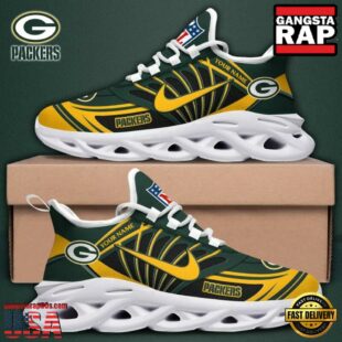 Custom Name NFL Green Bay Packers Team Logo Max Soul Shoes