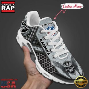 Custom Name NFL Las Vegas Raiders Skull Air Max Plus Shoes